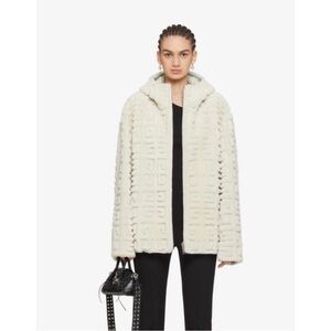 Givenchy reversible dyed lamb fur hooded jacket in 4G pattern 36/4US
